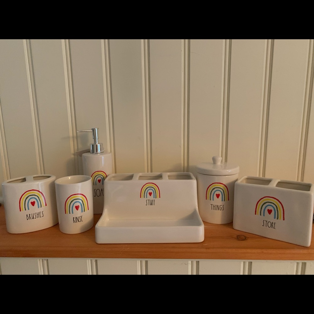 Rae Dunn rainbow bathroom set